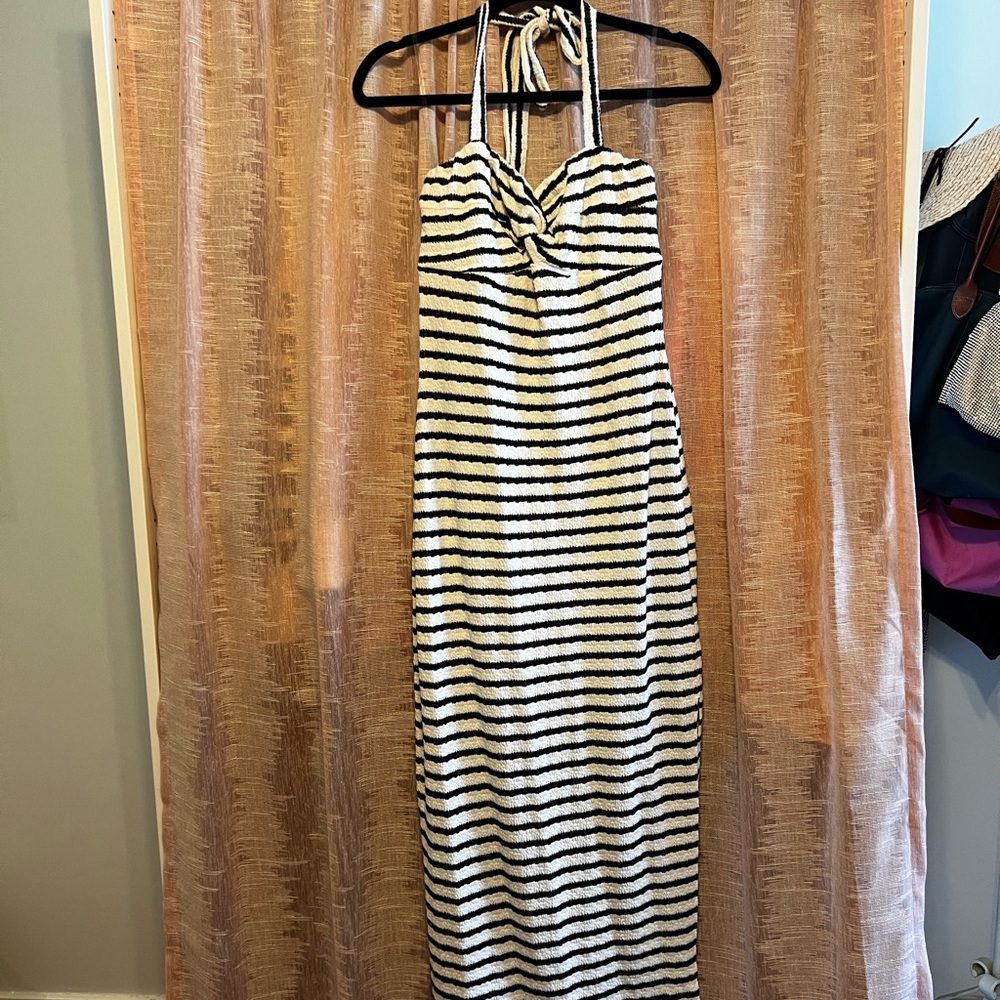 Stripe Maternity Halter Dress